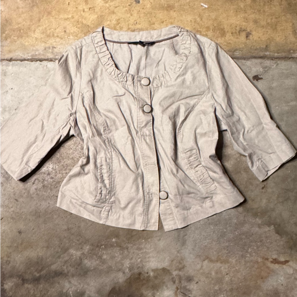 Y2K Cropped Women's Tan and Gold Jacket